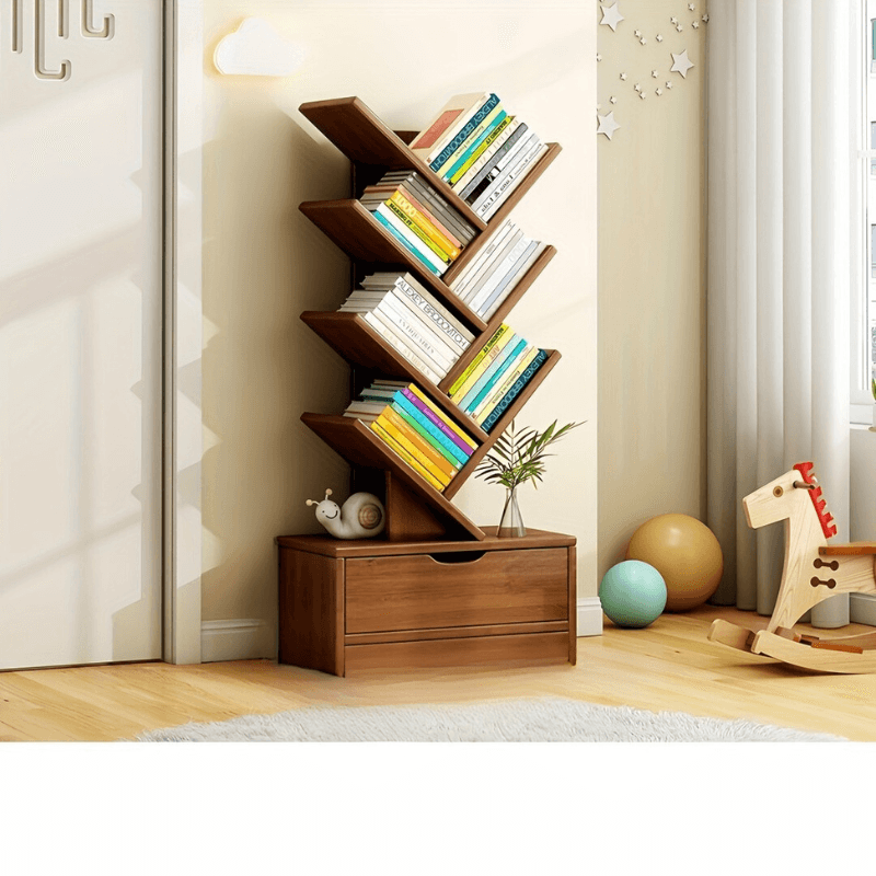 Regał Drewniany Pionowy TreeShelf – Półki Ukośne do Salonu 5