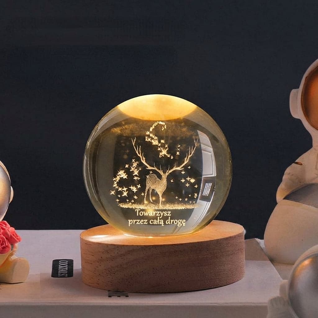 Kula Kryształowa LED 3D – Dekoracyjna Lampka Nocna z Grawerem 4