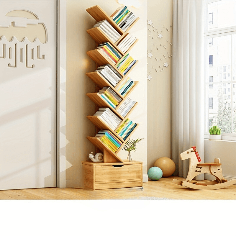 Regał Drewniany Pionowy TreeShelf – Półki Ukośne do Salonu 8