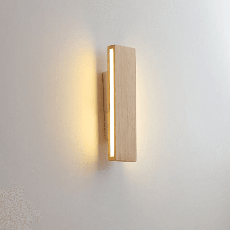Japońska Minimalistyczna Prostokątna Lampa Ścienna z Drewna 3