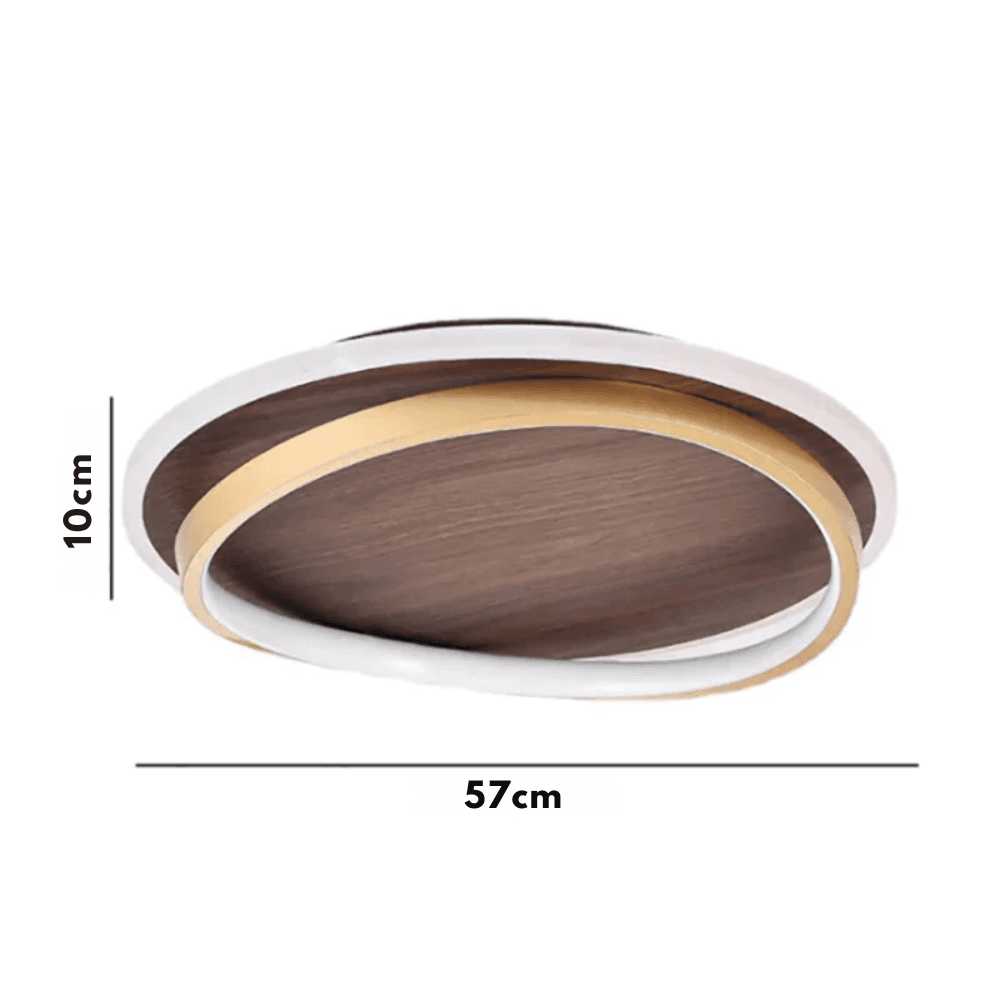Minimalistyczna Orzechowa okrągła lampa sufitowa LED 4