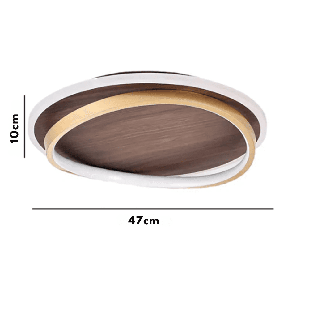 Minimalistyczna Orzechowa okrągła lampa sufitowa LED 3
