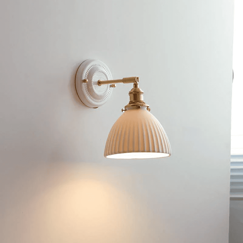 Vintage Japońska Ceramiczna Mosiężna 1-Punktowa Lampa Ścienna 8