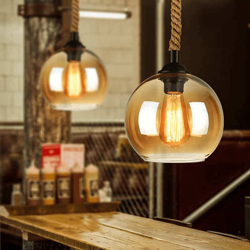 Retro Szklana Wisząca Lampa