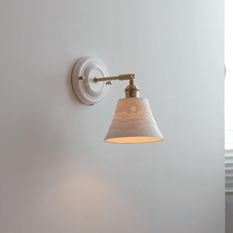 Vintage Japońska Ceramiczna Mosiężna 1-Punktowa Lampa Ścienna 6