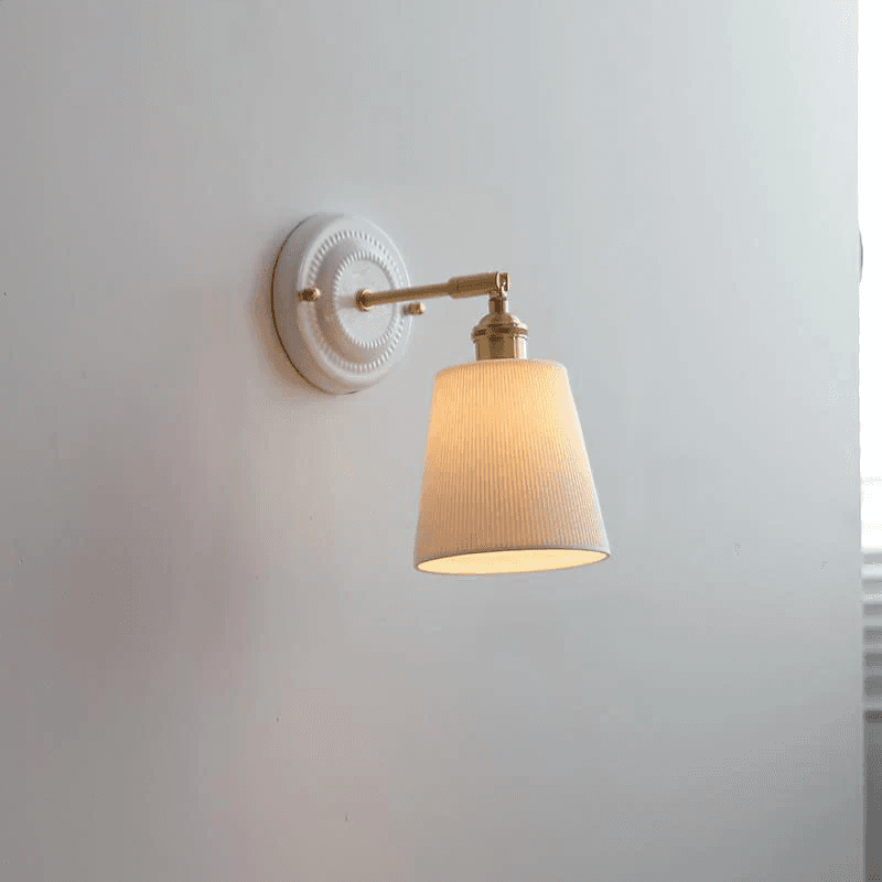 Vintage Japońska Ceramiczna Mosiężna 1-Punktowa Lampa Ścienna 9