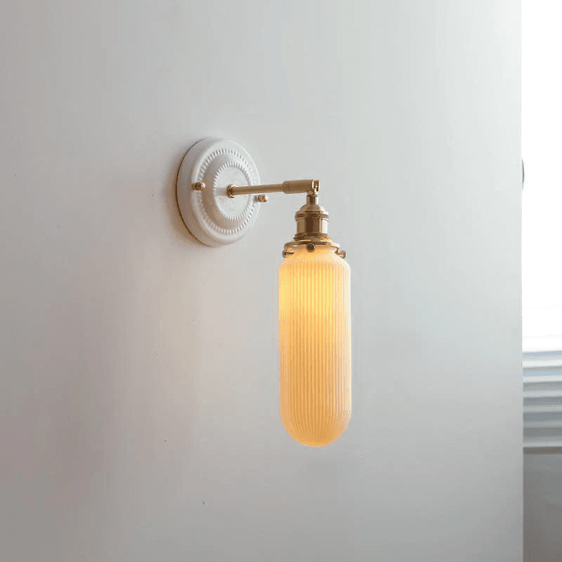 Vintage Japońska Ceramiczna Mosiężna 1-Punktowa Lampa Ścienna 10