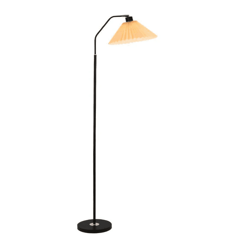 Minimalistyczna lampa stojąca z plisowanym kloszem z tkaniny 4