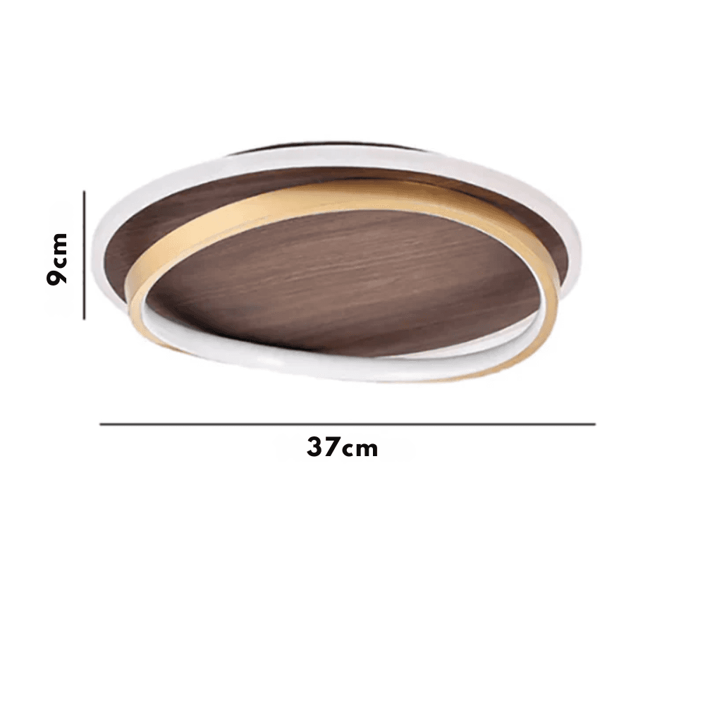 Minimalistyczna Orzechowa okrągła lampa sufitowa LED 2