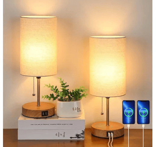 Lampki Nocne z USB i Gniazdkiem – Zestaw 2 Lamp do Sypialni 2
