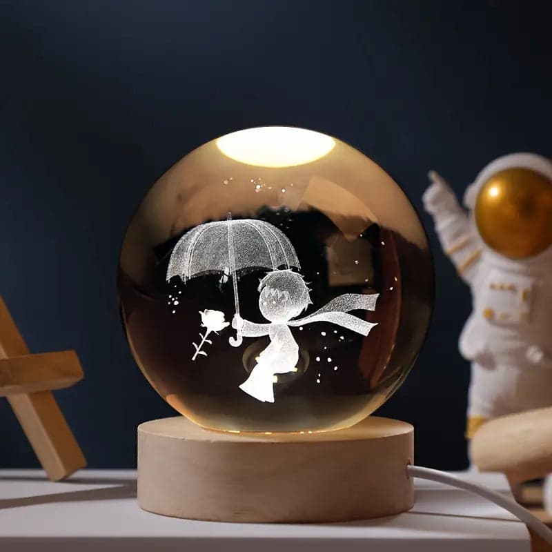 Kula Kryształowa LED 3D – Dekoracyjna Lampka Nocna z Grawerem 2