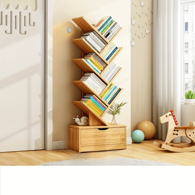 Regał Drewniany Pionowy TreeShelf – Półki Ukośne do Salonu 4