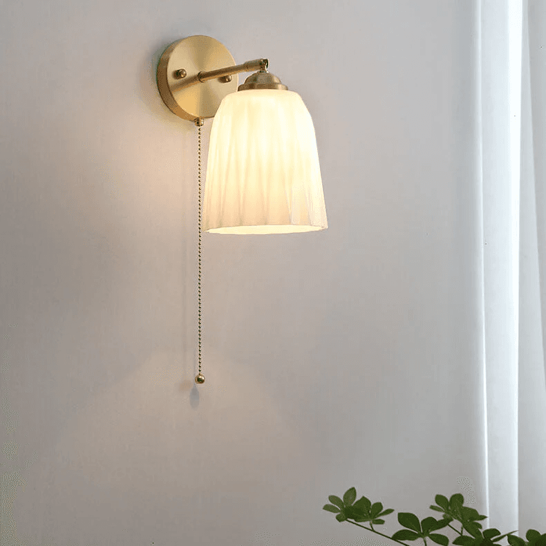 Nordycka Paskowana Mlecznobiała Szklana Mosiężna lampa 2