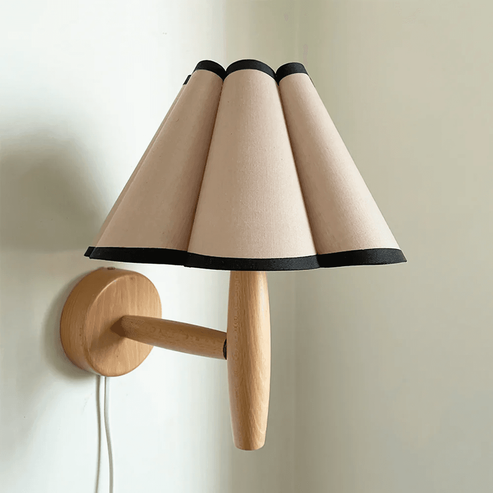 Wtykowa lampa ścienna w stylu vintage z karbowanym kloszem 2