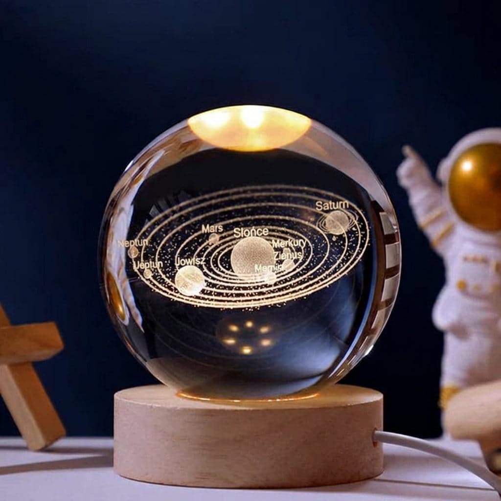 Kula Kryształowa LED 3D – Dekoracyjna Lampka Nocna z Grawerem 3