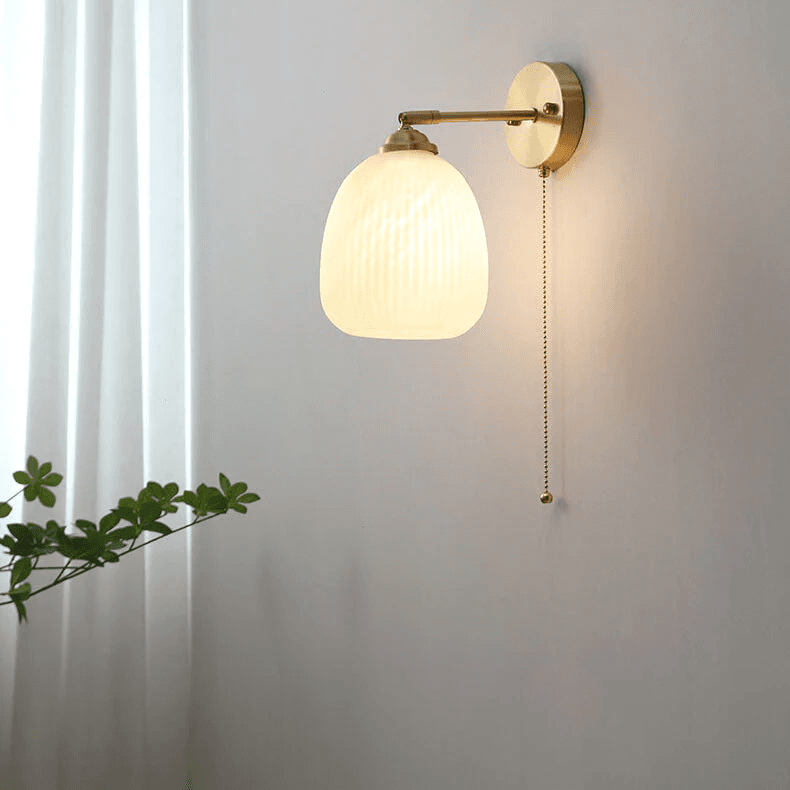 Nordycka Paskowana Mlecznobiała Szklana Mosiężna lampa 3