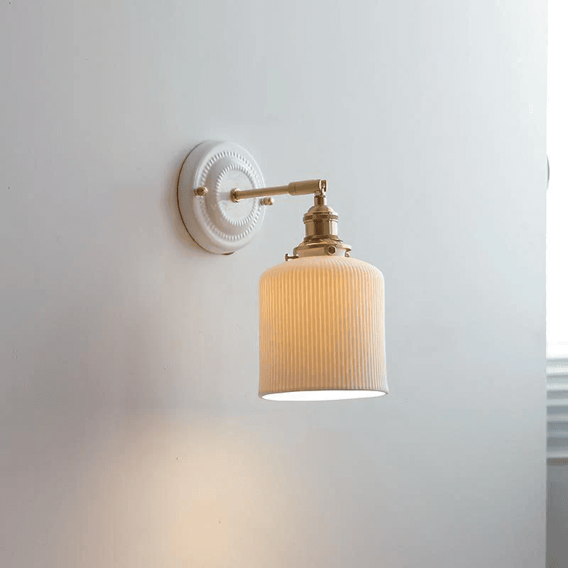 Vintage Japońska Ceramiczna Mosiężna 1-Punktowa Lampa Ścienna 7