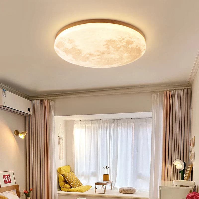 Minimalistyczna okrągła lampa sufitowa LED w motywie Księżyca 5