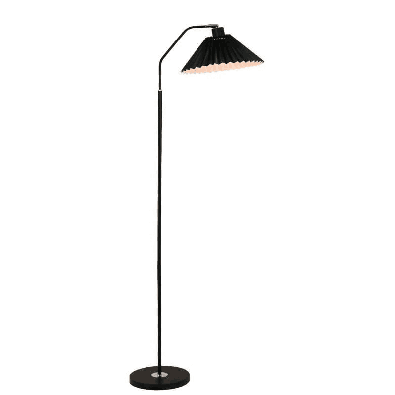 Minimalistyczna lampa stojąca z plisowanym kloszem z tkaniny 2