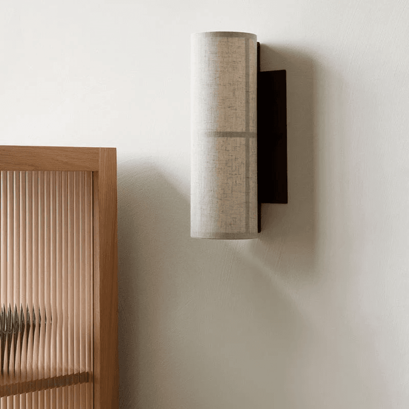 Materiałowo Drewniana Lampa Ścienna 2