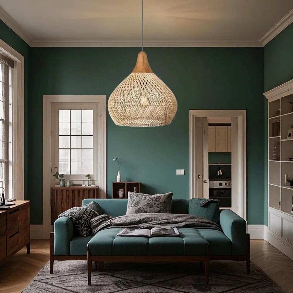 Lampa Wisząca Rattanowa E27 | Rękodzieło 1kg do Salonów i Jadalni