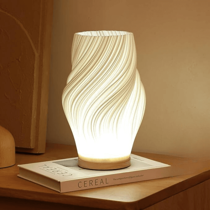 Lampa Dimmable z Drewnianą Podstawą | Nowoczesny Design, Regulowane Oświetlenie USB