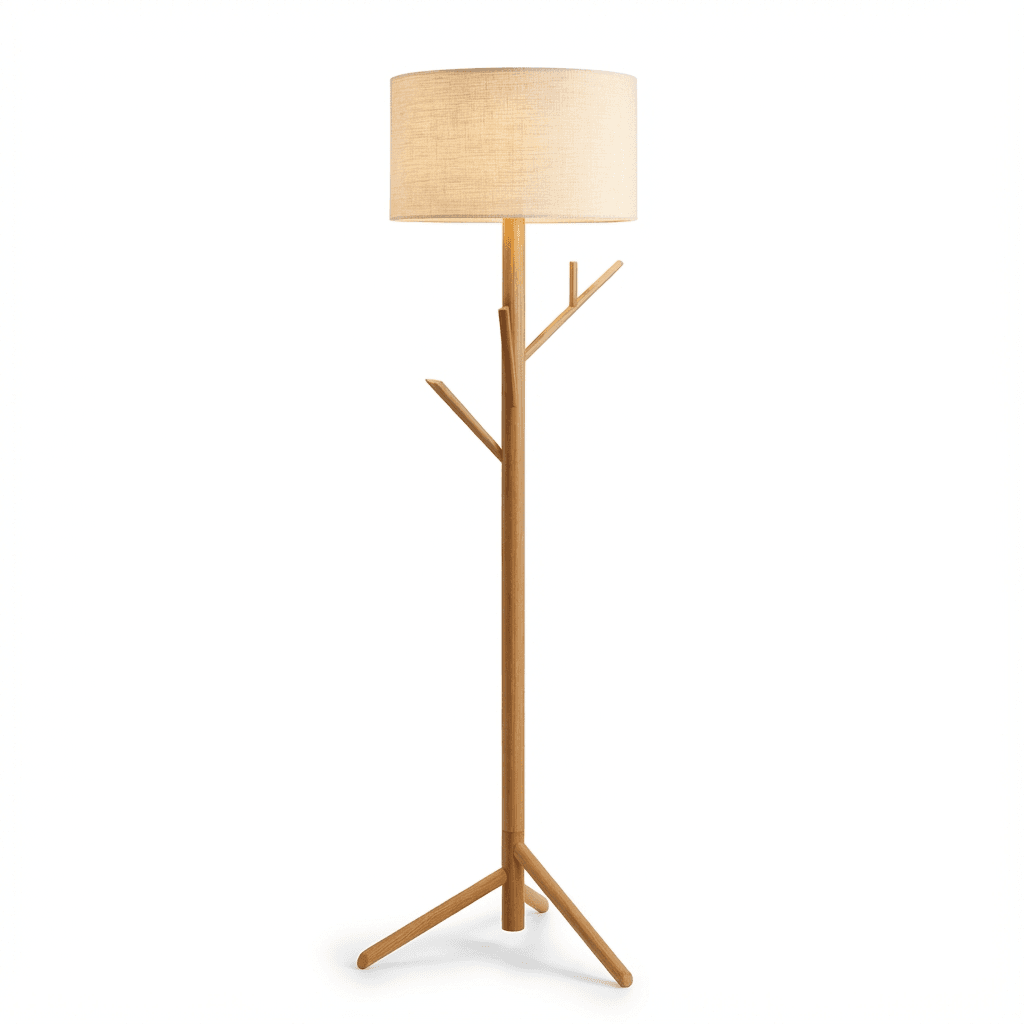 Lampa podłogowa Hiroki | Styl japandi z funkcją wieszaka | 2,5 kg
