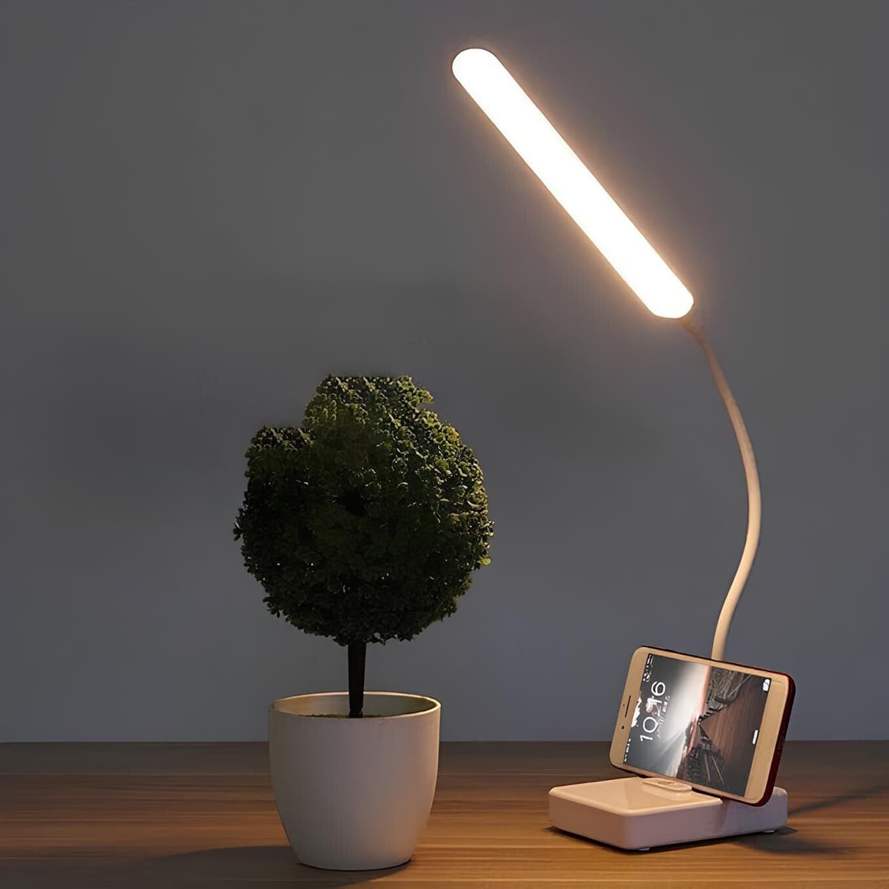 Lampa Biurkowa LED z Elastycznym Ramieniem | Regulowane Kolory, Ściemniacz, USB