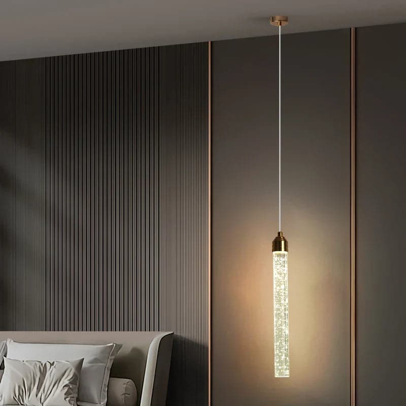 Kryształowa Lampa Wisząca | 12W, Złote Okucia, Do Salonu, 1,5 m