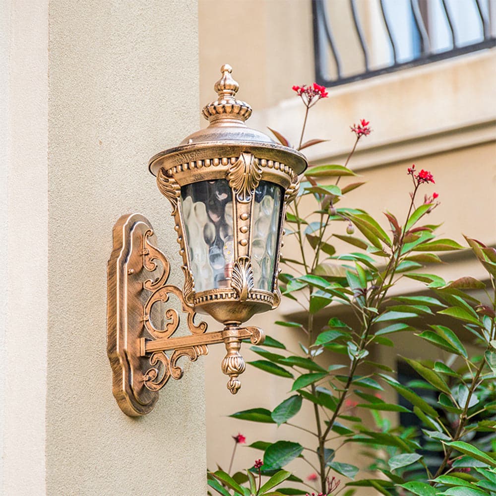 Lampa Zewnętrzna Vintage z Szklanym Kloszem i Aluminiową Obudową