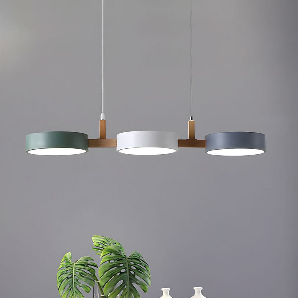 Nowoczesna Płaska Lampa Sufitowa LED z Żelaza i Drewna | Styl Nordic do Kuchni i Jadalni