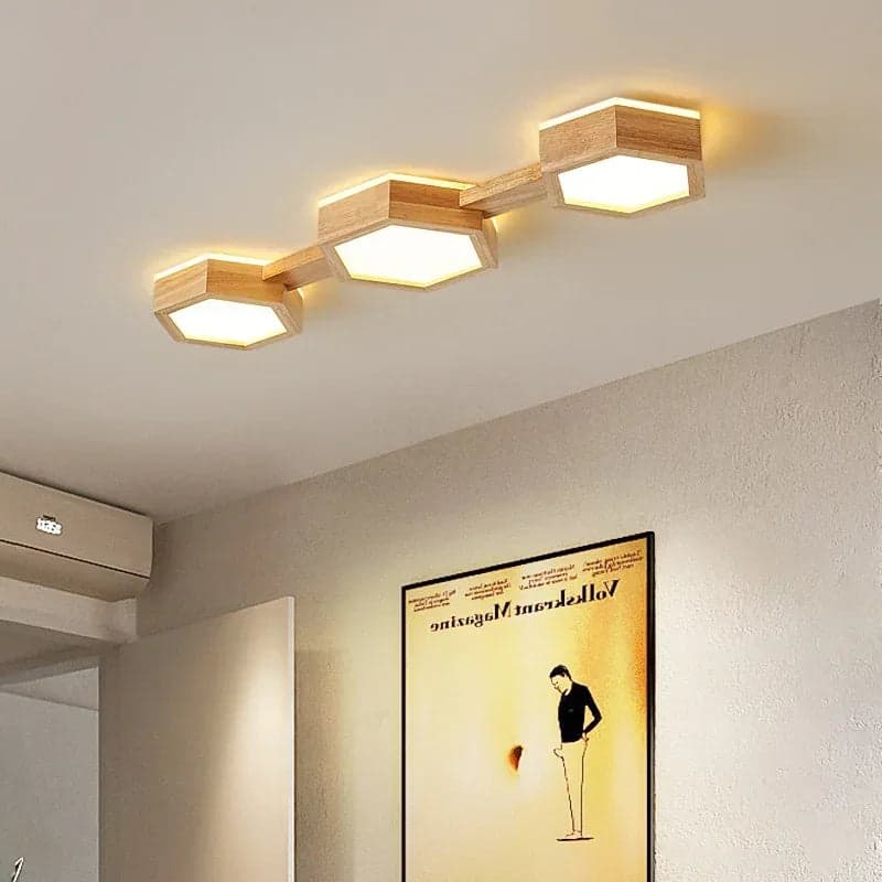 Drewniana Lampa Sufitowa LED | Nowoczesny Design 1,5 kg