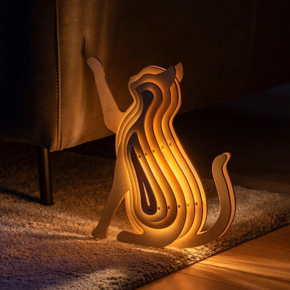 Drewniana Lampa Zwierzęca 3D | Unikalny Design, Ciepłe Światło Nocne do Sypialni i Salonu