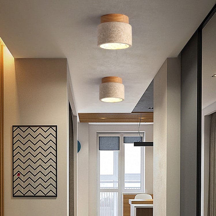 Lampa Sufitowa Cylindryczna z Drewna | Nowoczesny Design, Idealna do Salonów i Sypialni