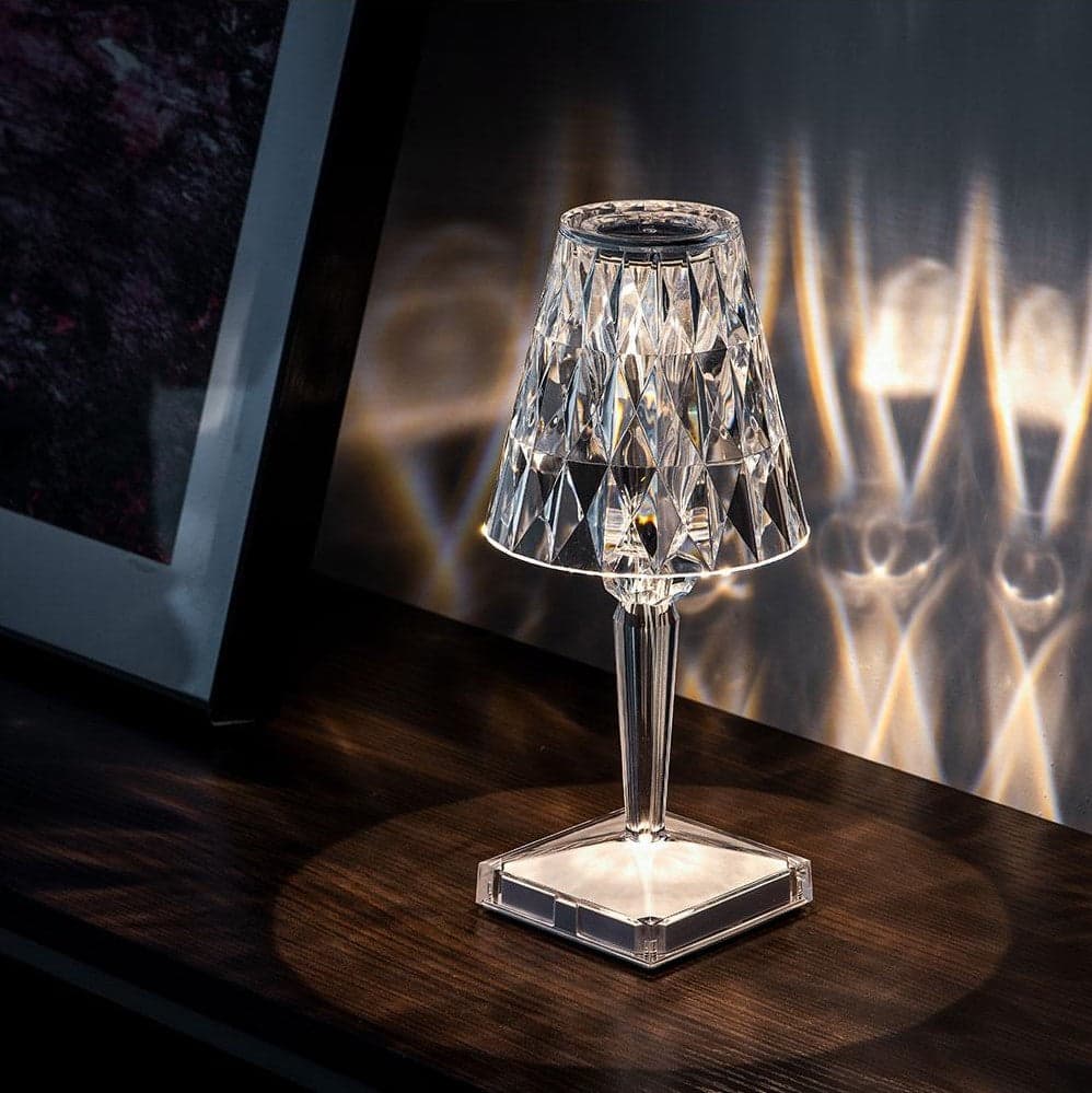 Lampa Kryształowa z Dotykowym Czujnikiem | Elegancki Design, Ładowalna, 3 Kolory Światła