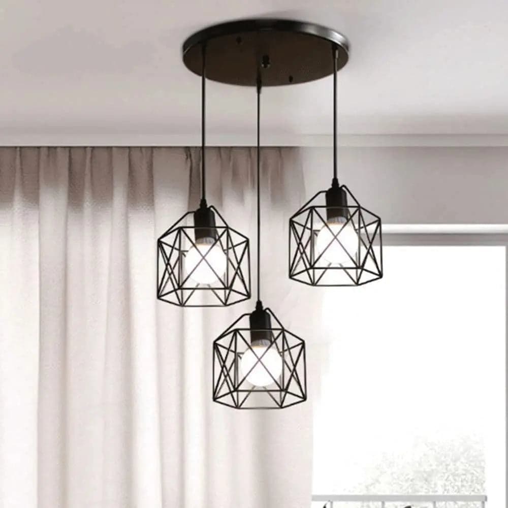 Lampa Wisząca Vintage | 3 Klosze, Metalowa Konstrukcja, 2 kg
