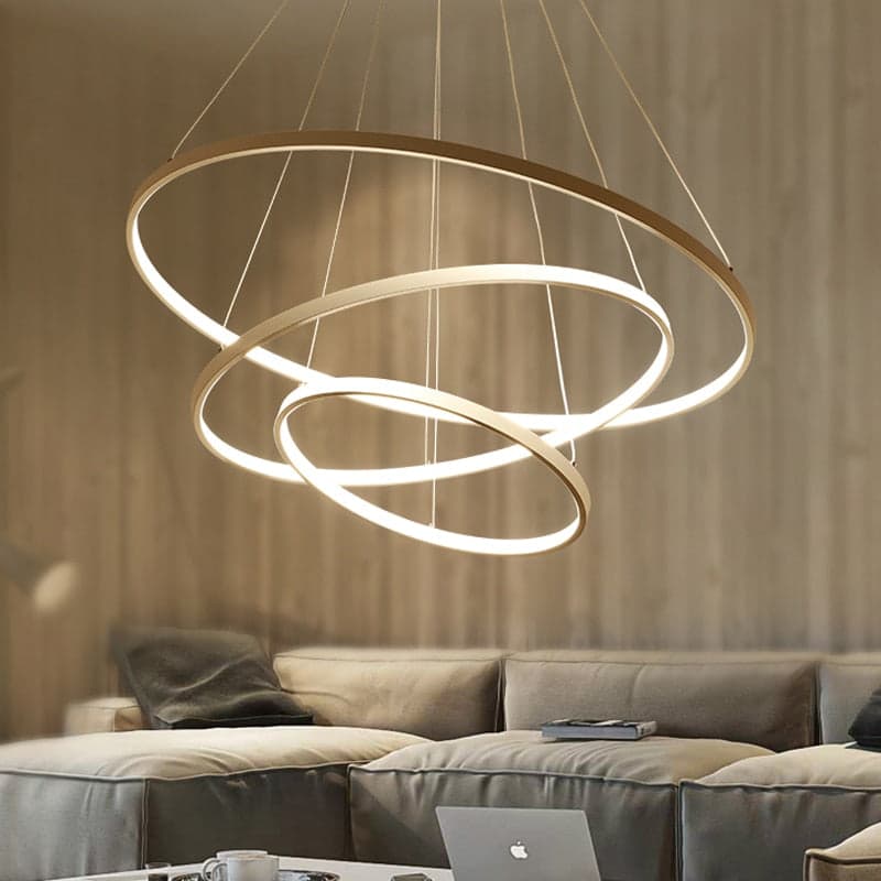 Żyrandol Halo do Salonu | Luksusowy, Konfigurowalny Design z Pierścieniami Akrylowymi