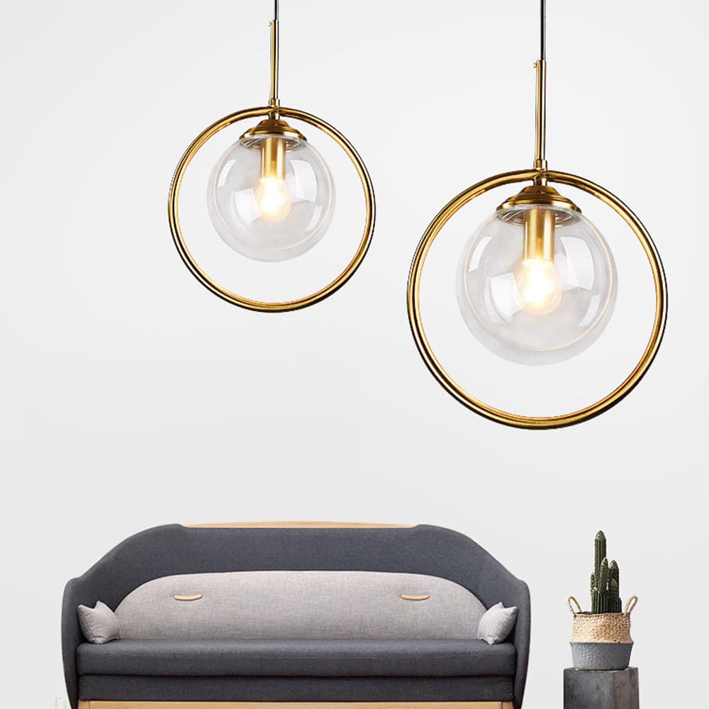 Lampa Wisząca Szklana z Metalowymi Elementami | Elegancki Żyrandol do Salonu