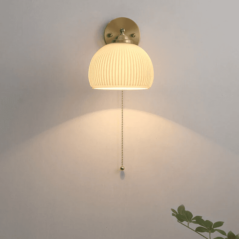 Nordycka Paskowana Mlecznobiała Szklana Mosiężna lampa