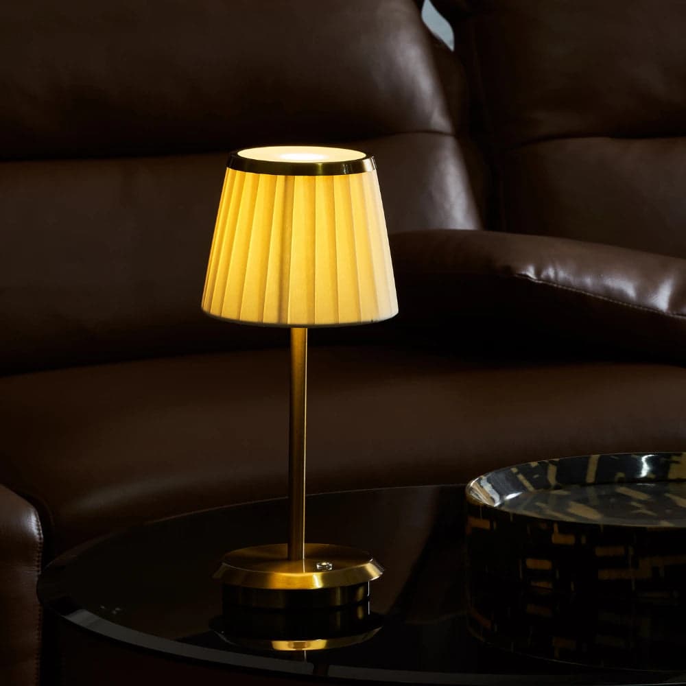 Klasyczna Lampa Stołowa Bezprzewodowa | Czarna, Regulowane Oświetlenie, Żelazny Korpus, Tkaninowy Klosz
