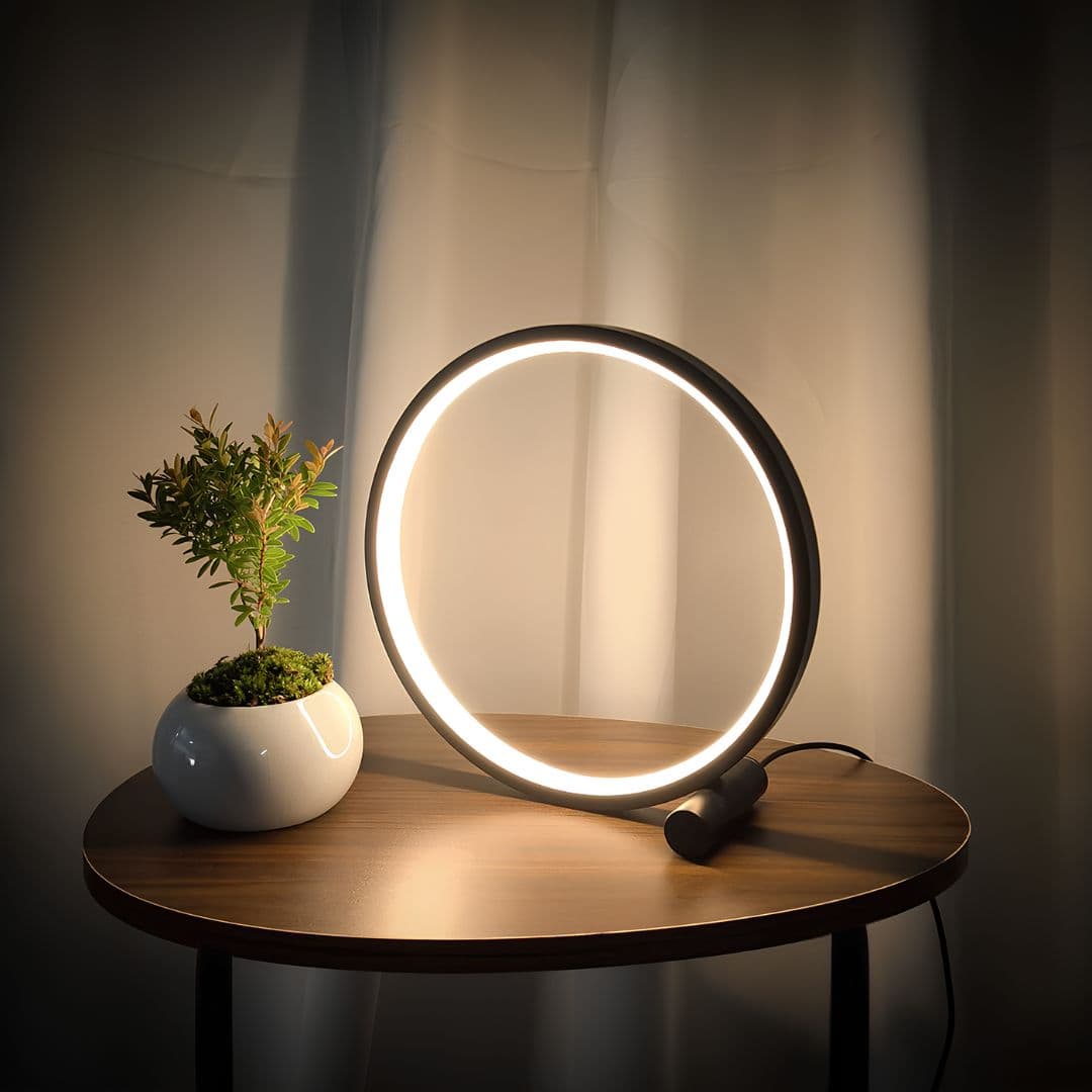 Lampka Nocna LED Halo | Dimmable, Minimalistyczna Lampa do Sypialni, 25 cm